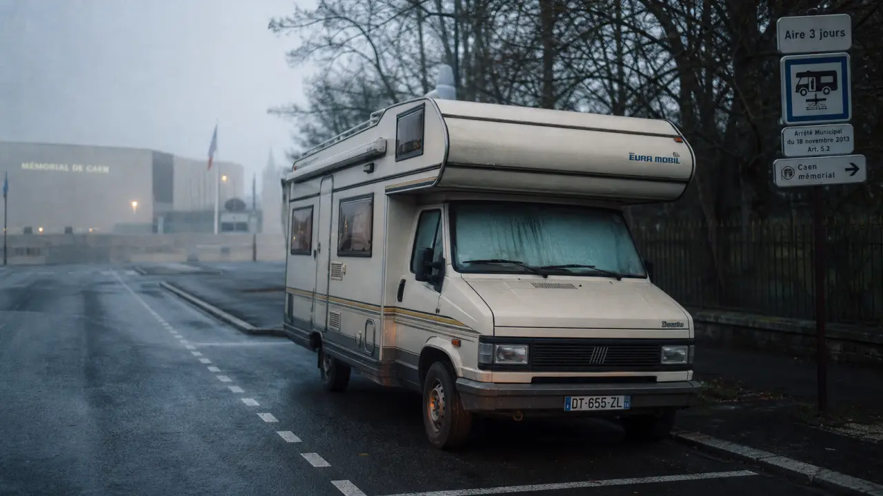 Aire de camping cars caen memorial : camping-car à 100 m, 3 jours max