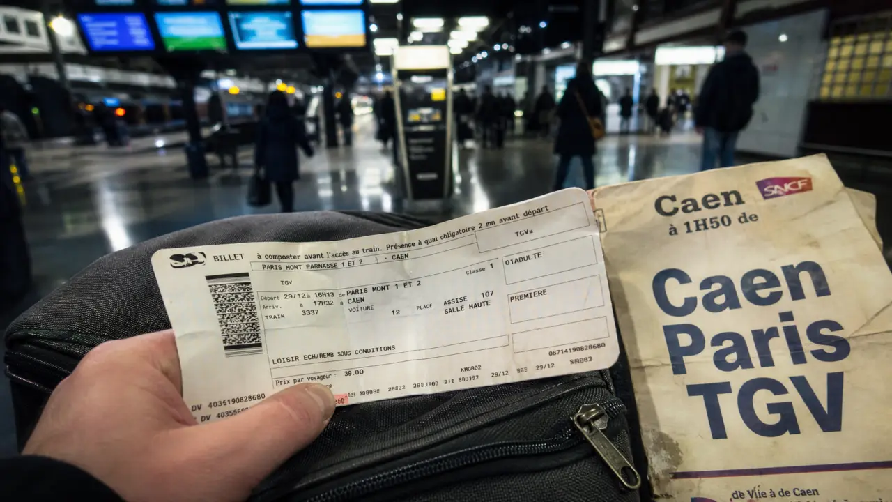 Billet Caen Paris TGV en gare, départ TGV direct