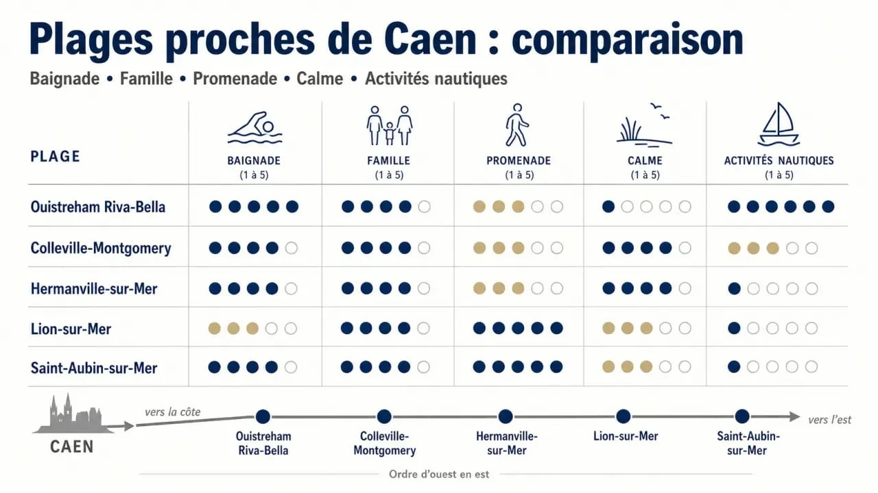 Plage proche de Caen : comparaison visuelle des plages de la Côte de Nacre