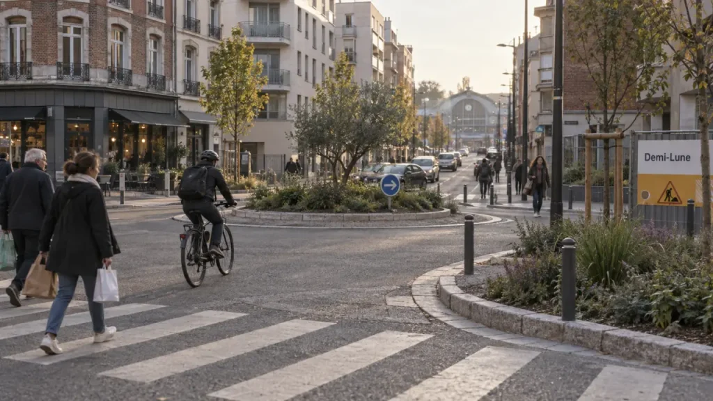 Caen demi lune : passage piéton près de la gare, rue d’Auge