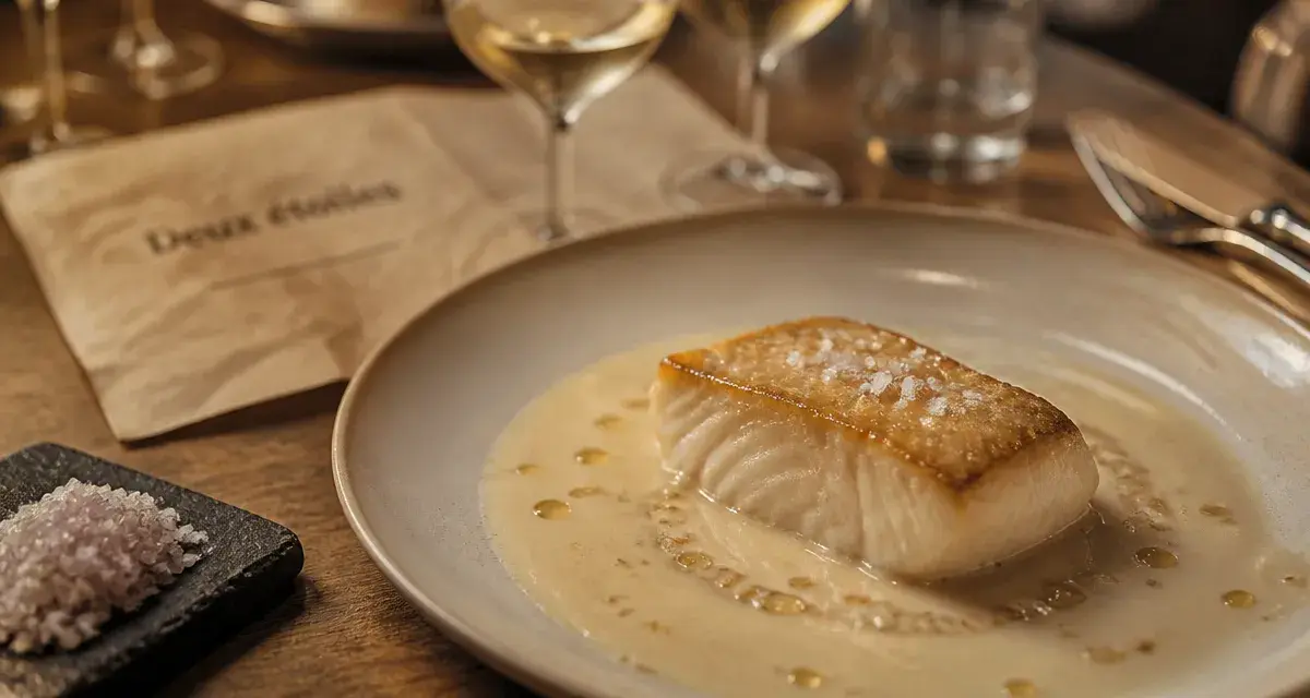 Cabillaud au beurre blanc, restaurant 2 etoiles caen