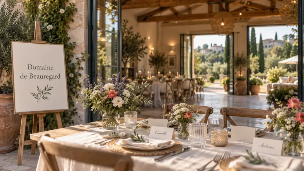 Domaine de Beauregard salle de réception, vue jardin et salle climatisée à Monteux