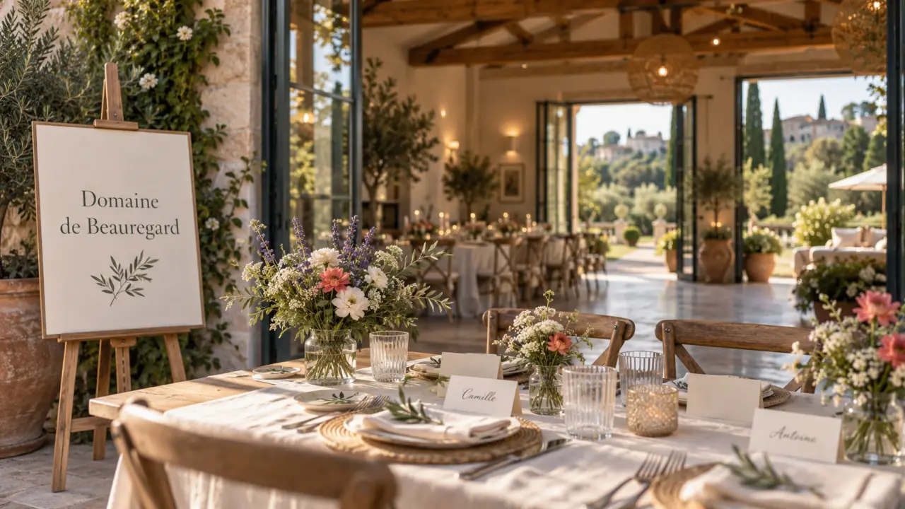 Domaine de Beauregard salle de réception, vue jardin et salle climatisée à Monteux