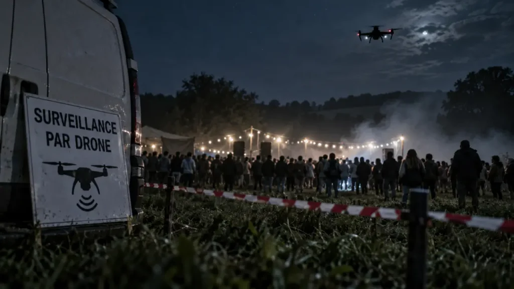 Free-party à La Hoguette : un drone déployé au-dessus du rassemblement