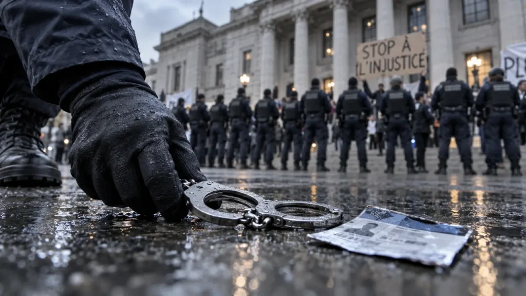 Mobilisation des policiers devant l'hôtel de police de Caen