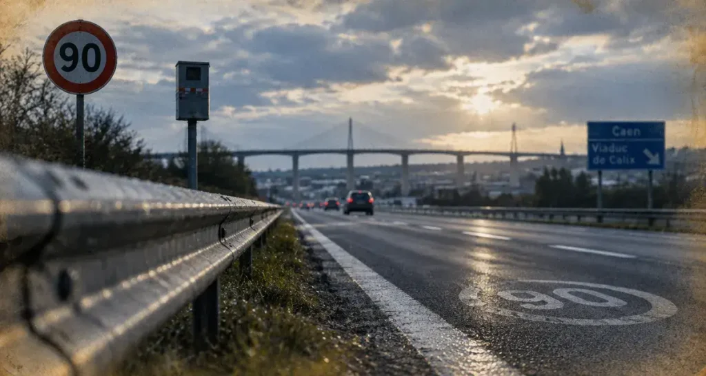 Périphérique de Caen : un nouveau radar installé avant le viaduc de Calix