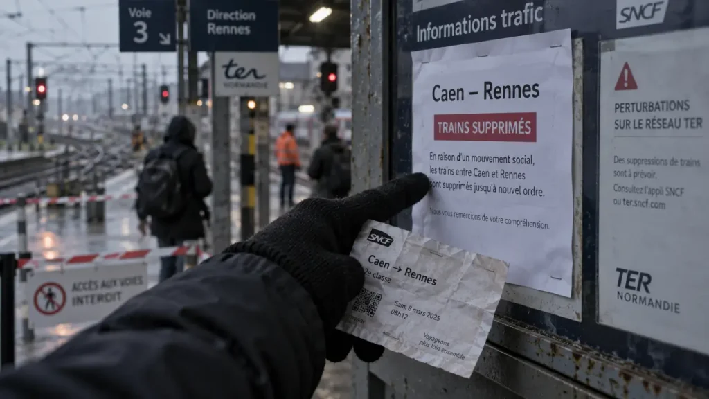 Perturbations sur le trafic Caen-Rennes après un droit de retrait des cheminots