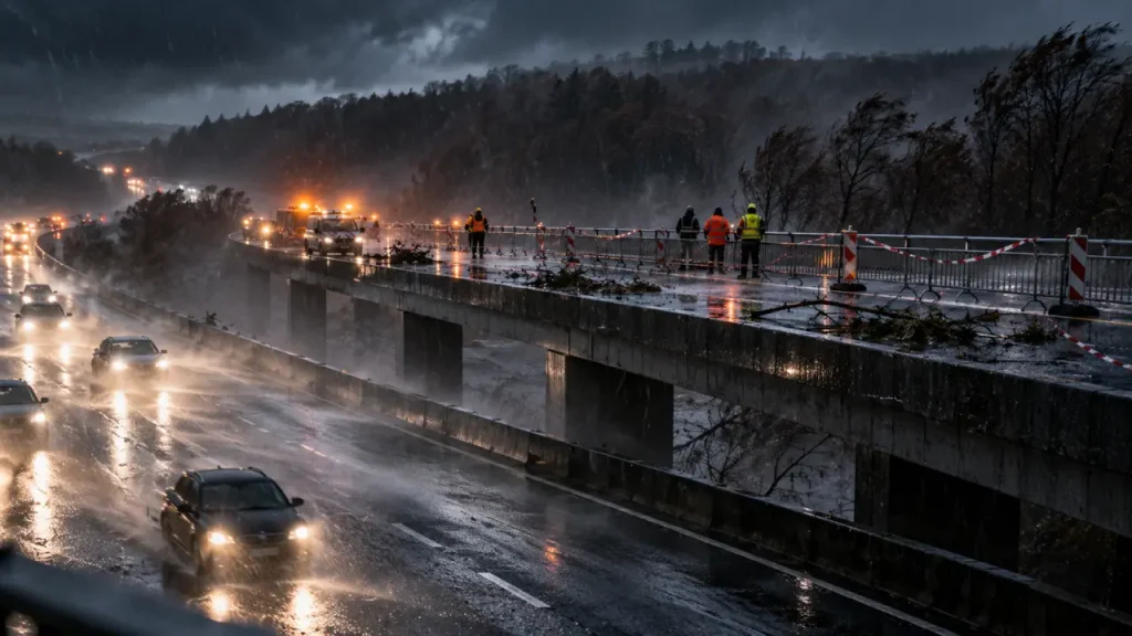 Tempête Austen : circulation restreinte sur le viaduc de Calix et fermetures à Caen