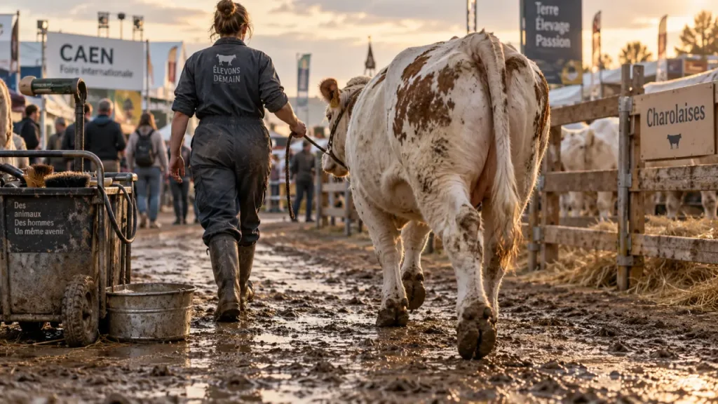 Cent vaches charolaises installées à la Foire internationale de Caen