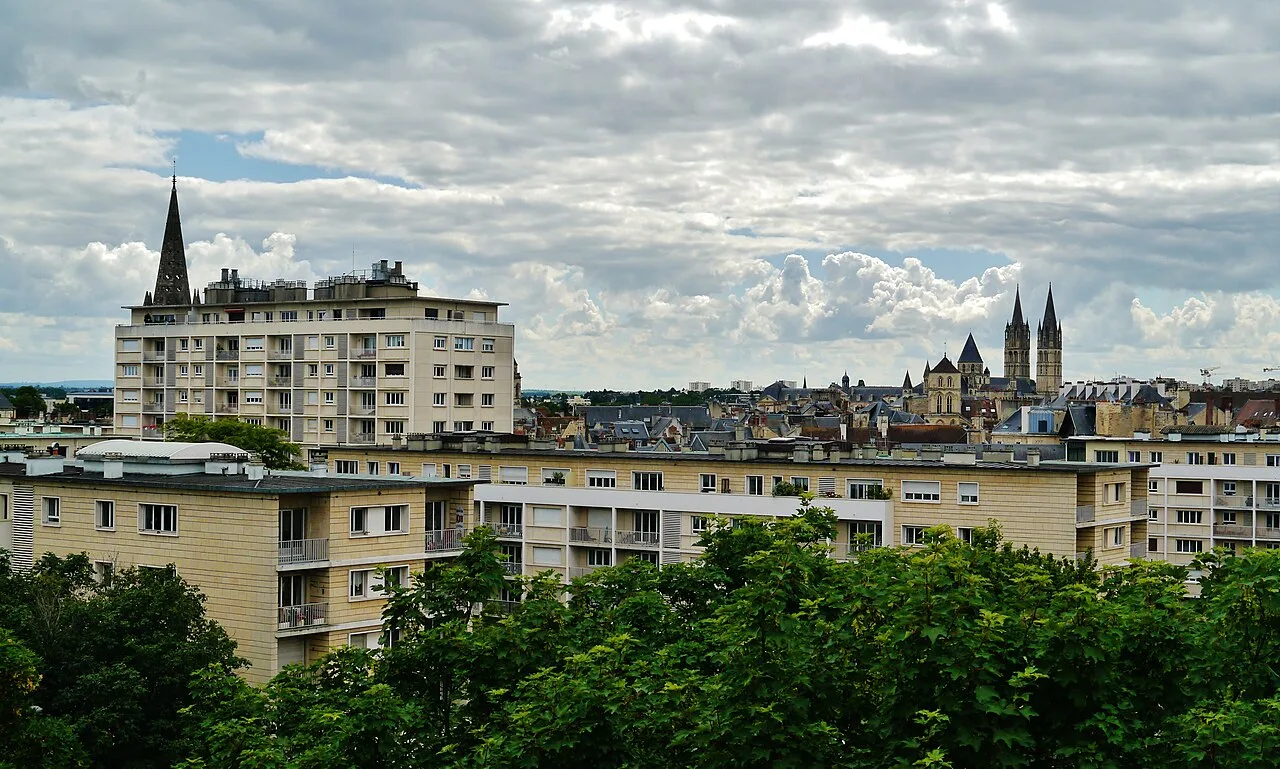 Vue de Caen depuis le château. Vue de la commune.